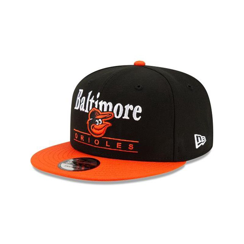 MLB Baltimore Orioles Two Tone Retro 9Fifty Snapback (QWR7994) - Black New Era Caps